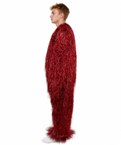 HPO Unisex Tinsel Hairy Two-Part Costume, Bundle & Mask Set | Full-Body Suit & Matching Mask | Long Hair Funny Costume for Halloween, Performers, Cosplay & Mascots