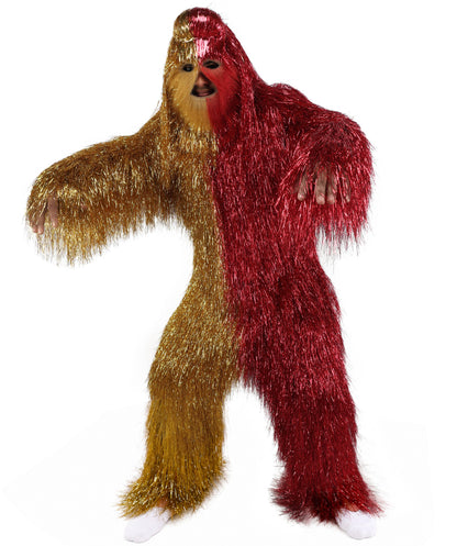 HPO Unisex Tinsel Hairy Two-Part Costume, Bundle & Mask Set | Full-Body Suit & Matching Mask | Long Hair Funny Costume for Halloween, Performers, Cosplay & Mascots
