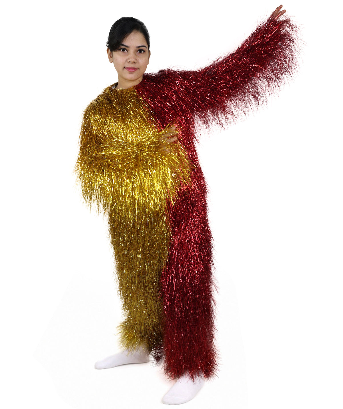 HPO Teen Extreme Hairy Two Part Costume Bundle & Mask Set - Full-Body Hair Suit Extra-Long Costume Wig for Halloween, Cosplay & Parties - Multiple Color Options