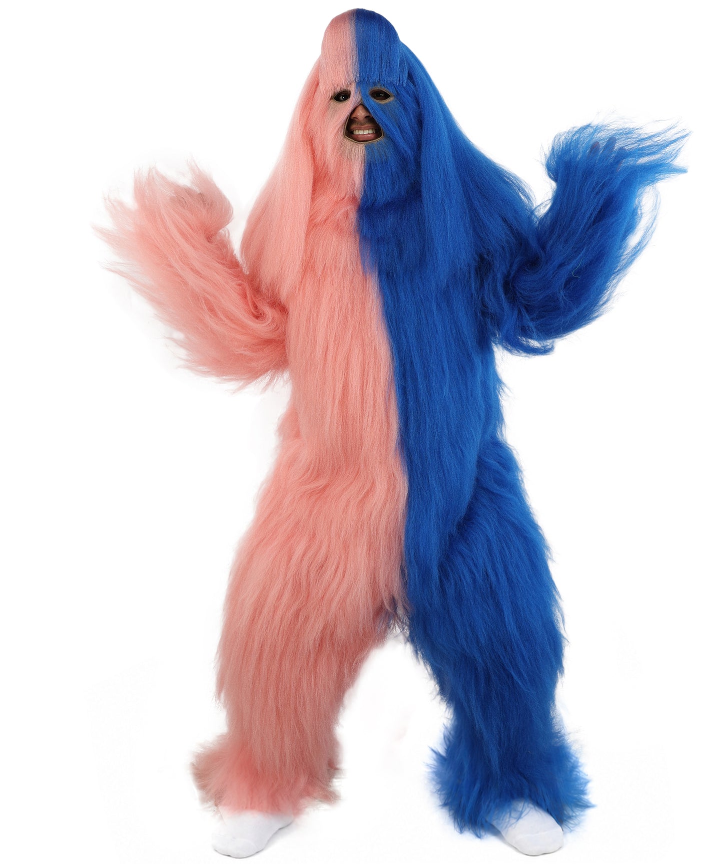 HPO  Extreme Hairy Person Two Part Costume, Mask and Bundle Set - Full-Body Hair Suit Extra-Long Costume Wig for Halloween, Cosplay & Parties - Multiple Color Options