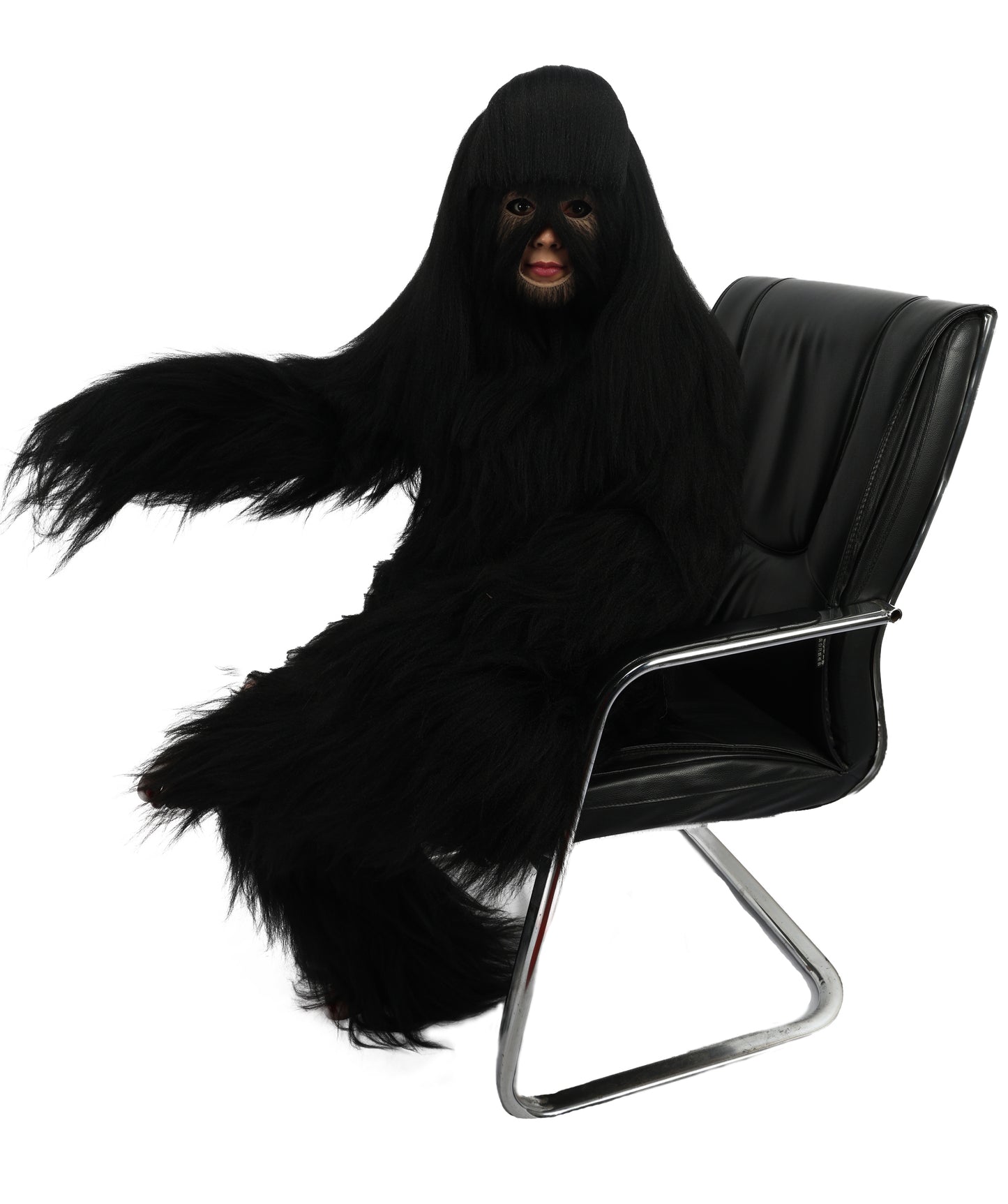 HPO Teen Extreme Hairy Person Costume Bundle & Mask Set - Full-Body Hair Suit Extra-Long Costume Wig for Halloween, Cosplay & Parties - Multiple Color Options