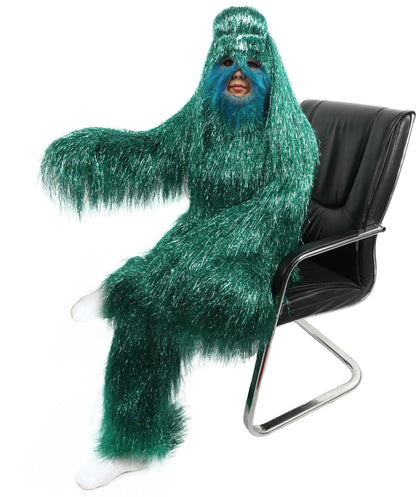 HPO Unisex Teen Extreme Tinsel Hairy Person Costume Bundle & Mask Set - Full-Body Tinsel Hair Suit Extra-Long Costume Wig for Halloween, Cosplay & Parties - Multiple Color Options