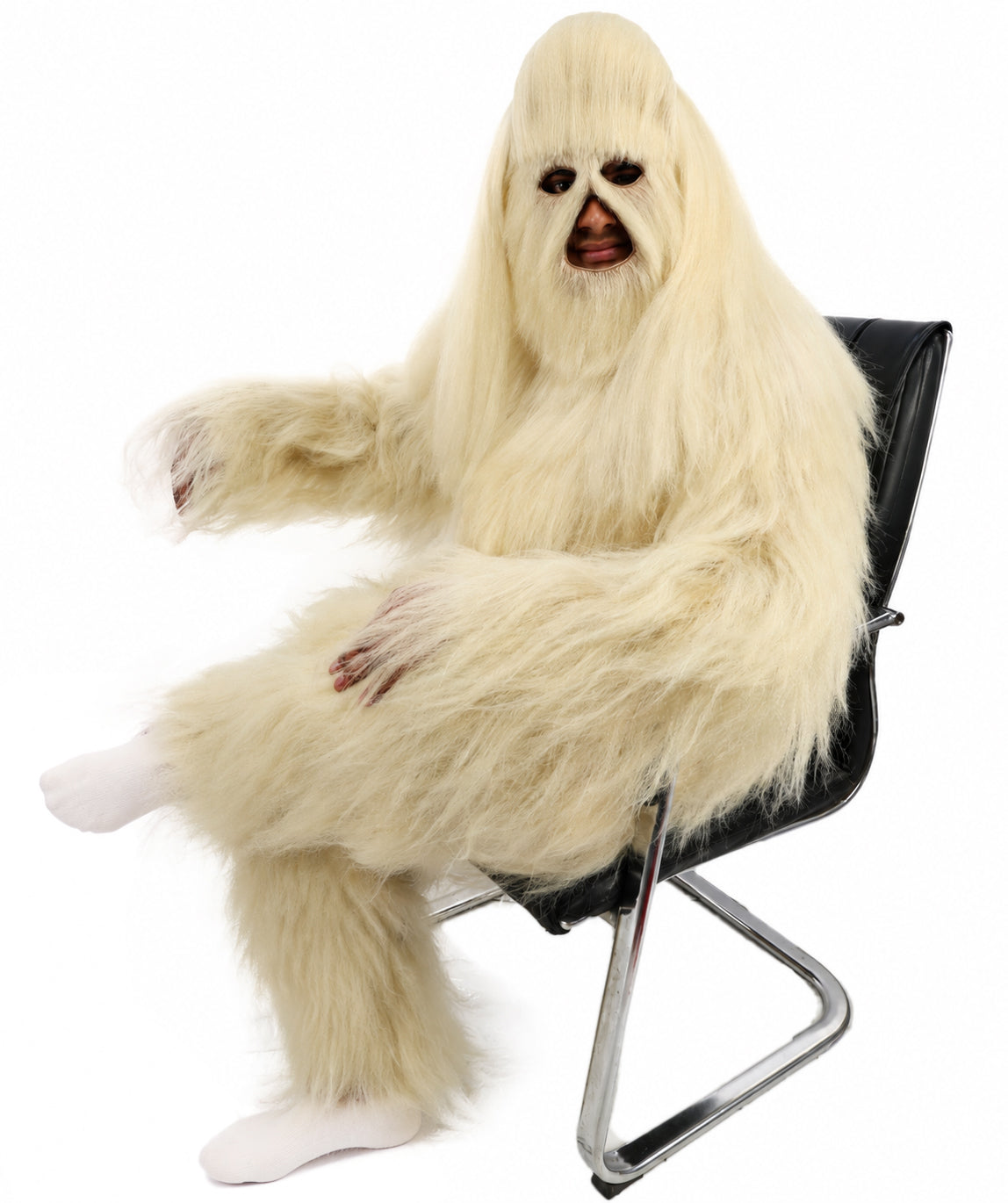 HPO Unisex Extreme Hairy Person Costume, Mask and Bundle - Full-Body Hair Suit Extra-Long Ash Brown Costume Wig for Halloween, Cosplay & Parties