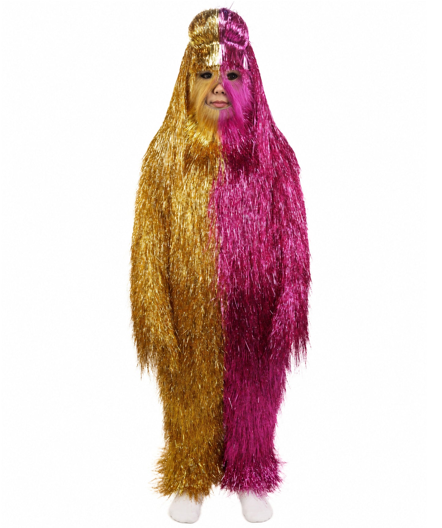 HPO Teen Extreme Hairy Two Part Costume Bundle & Mask Set - Full-Body Hair Suit Extra-Long Costume Wig for Halloween, Cosplay & Parties - Multiple Color Options