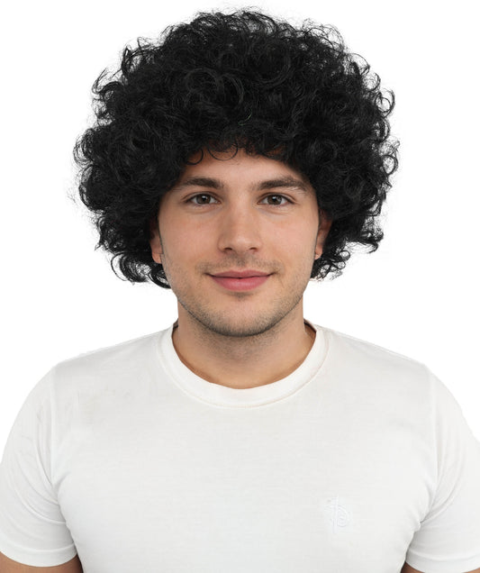 HPO Men's Afro Style Clown Wig with Standard Cap  | Flame-Retardant Synthetic Fiber | Ideal for Parties, Cosplay, and Themed Events