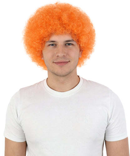 HPO Men's Multi-Color Options Curly Clown Wig | Flame-Retardant Synthetic Fiber and Standard Cap | Ideal for Parties, Cosplay, and Themed Events