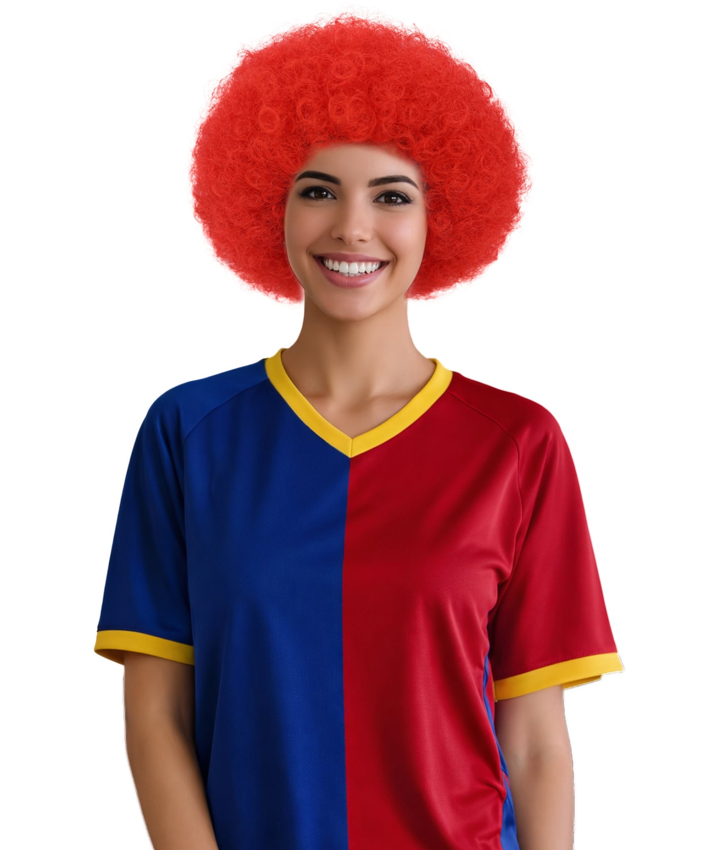 HPO Unisex Turkey Flag Clown Wig – Red & White Afro Style | Turkey Flag Clown Wig for Sports Fans, National Events & Theme Parties