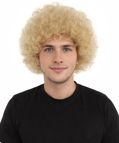 HPO Men's Soft Curly Afro Wig with Multiple Color Options | Flame-Retardant Synthetic Fiber | Perfect for Halloween, Cosplay and Themed Parties