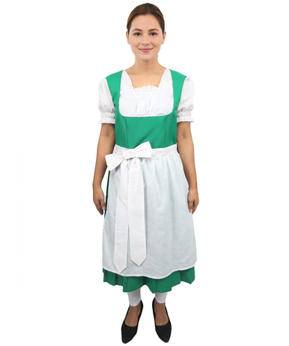 HPO Women's Green & White German Costume – German Traditional Party Dress Classic Dirndl Style