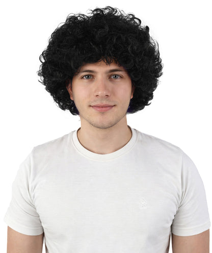 HPO Men's Soft Curly Afro Wig with Multiple Color Options | Flame-Retardant Synthetic Fiber | Perfect for Halloween, Cosplay and Themed Parties