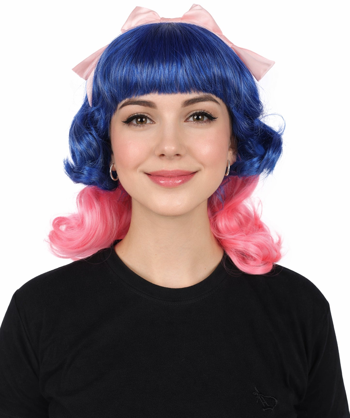 Women's Short Wavy Multicolor Double Bow Celebrity Wig | Halloween Wig | Flame-retardant Synthetic Fiber