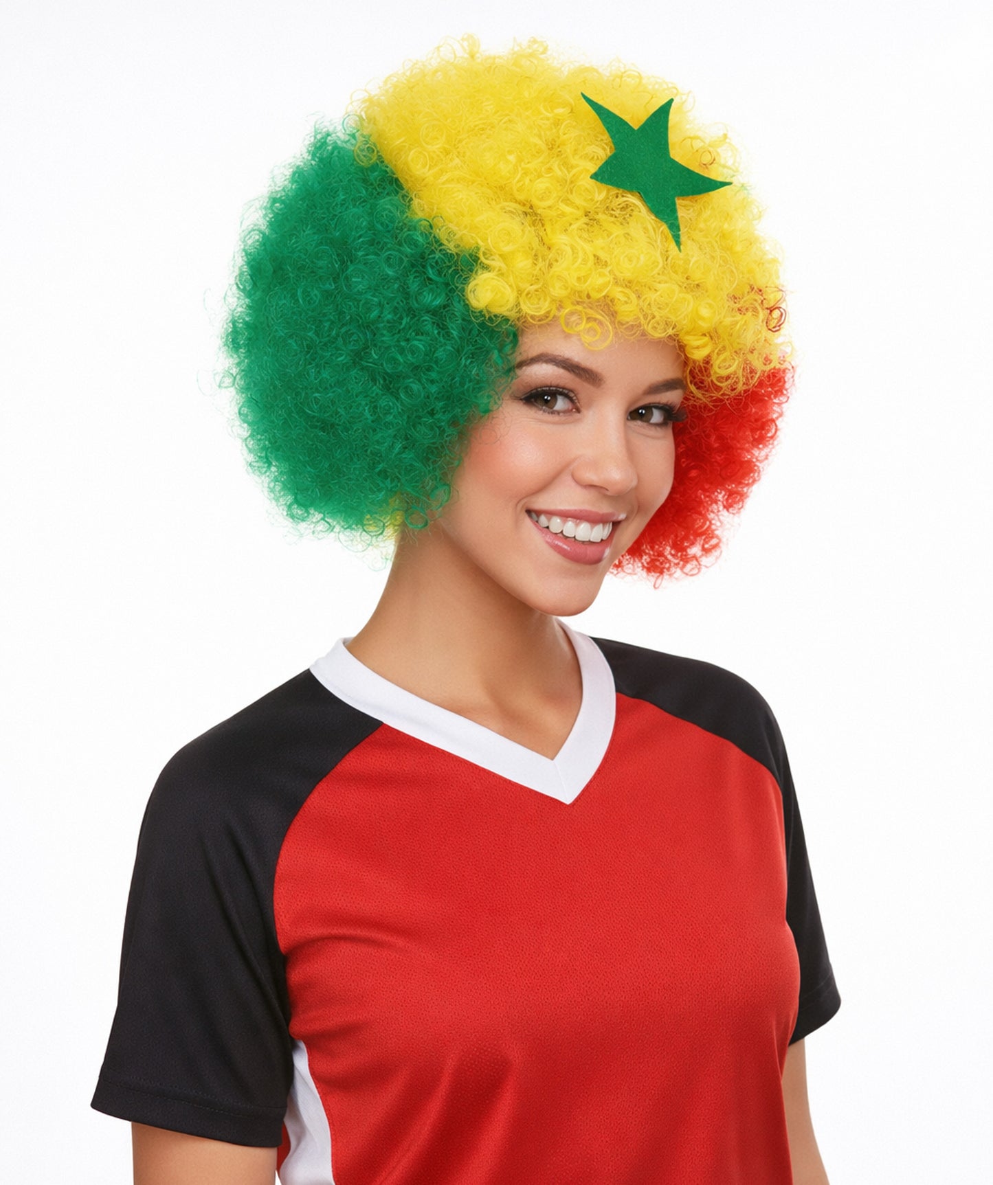 Senegal Flag Sport Afro Halloween Wig