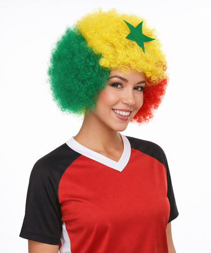 Senegal Flag Sport Afro Halloween Wig