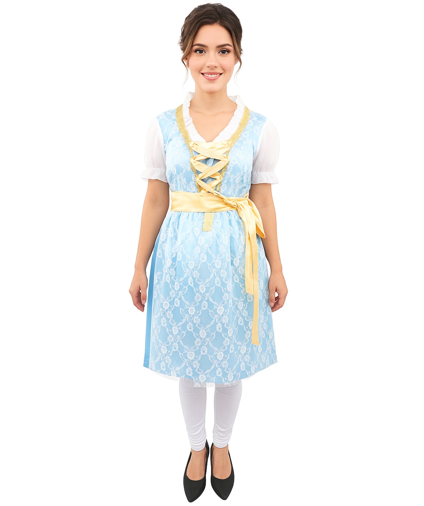 HPO Women’s Blue Traditional German Oktoberfest Costume – Authentic Dirndl Dress