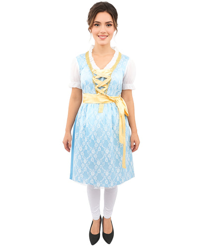 HPO Women’s Blue Traditional German Oktoberfest Costume – Authentic Dirndl Dress