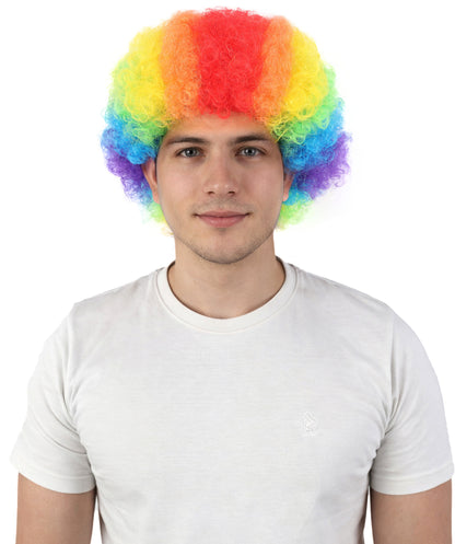 HPO Unisex Rainbow Afro Clown Wig | Multicolor Hairpiece with Standard Cap Design | Suitable for Cosplay, Parties, and Themed Events