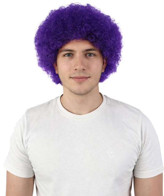 HPO Men's Vibrant Colored Clown Wig | Afro Style with Multiple Color Options | Ideal for Parties, Themed Events, and Costumes