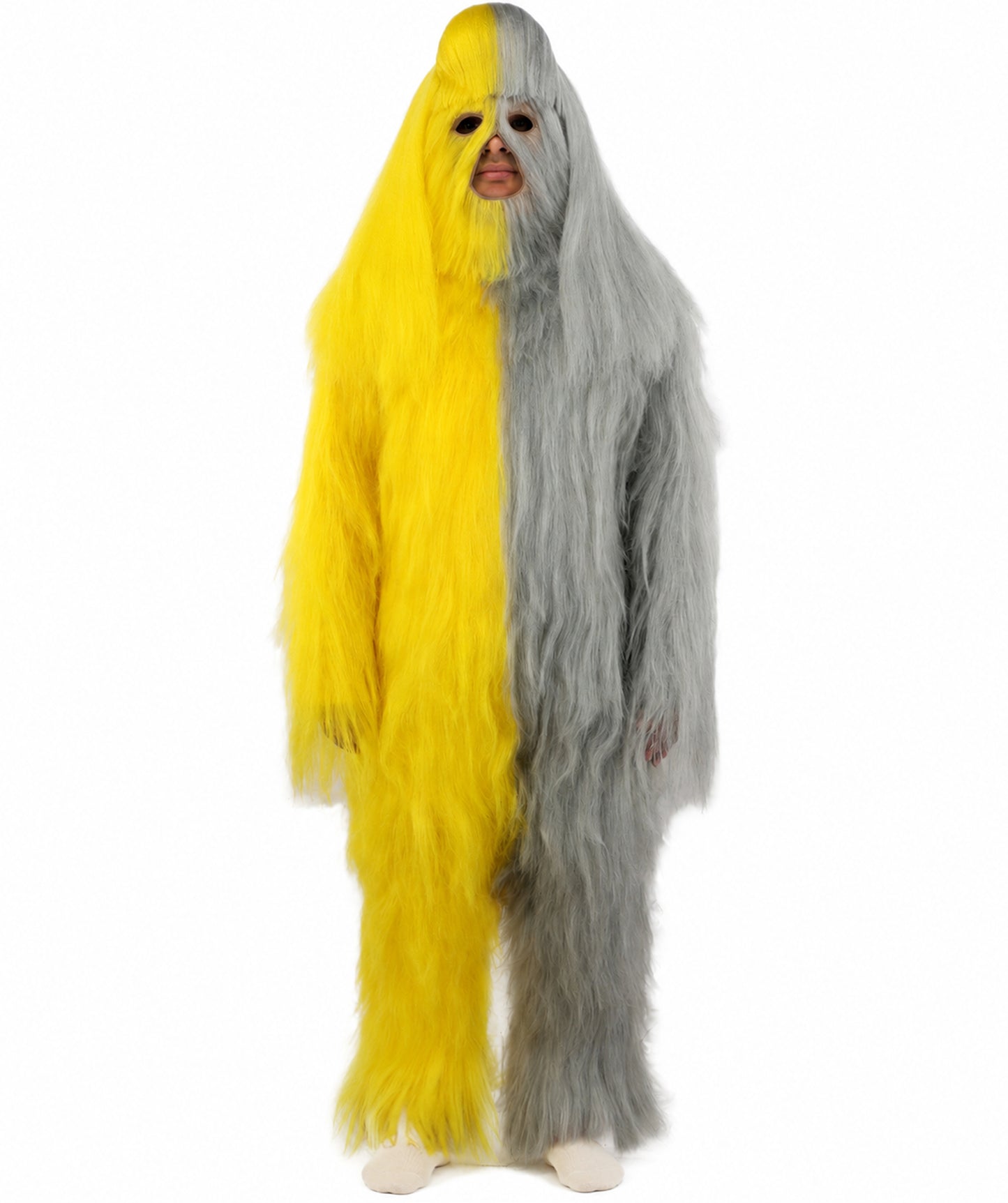 HPO  Extreme Hairy Person Two Part Costume, Mask and Bundle Set - Full-Body Hair Suit Extra-Long Costume Wig for Halloween, Cosplay & Parties - Multiple Color Options