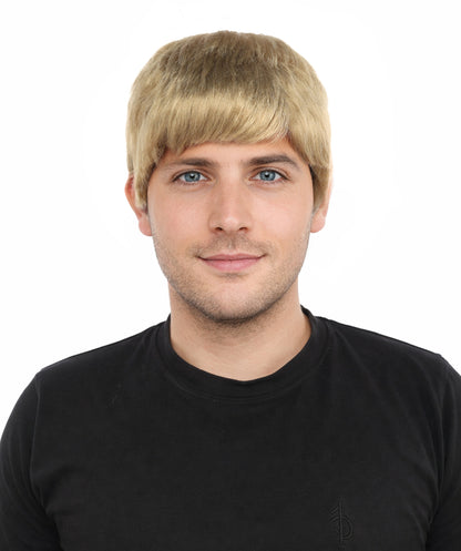 HPO Britpop Musician Mens Wig | 9 Inch Sandy Ash Blonde Short Crop | Party Halloween Cosplay Theater 90s Rockstar Costume Events