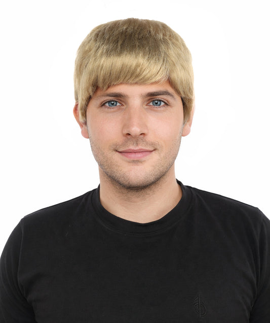 HPO Britpop Musician Mens Wig | 9 Inch Sandy Ash Blonde Short Crop | Party Halloween Cosplay Theater 90s Rockstar Costume Events