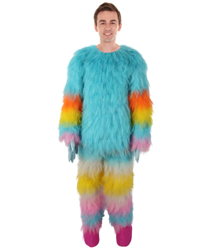 HPO Unisex Furry Blue Monster Plush Costume Set – Head Mask & Full Suit| Perfect for Halloween| Flame-retardant Synthetic Fabric