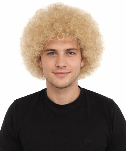 HPO Men's Multi-Color Options Curly Clown Wig | Flame-Retardant Synthetic Fiber and Standard Cap | Ideal for Parties, Cosplay, and Themed Events
