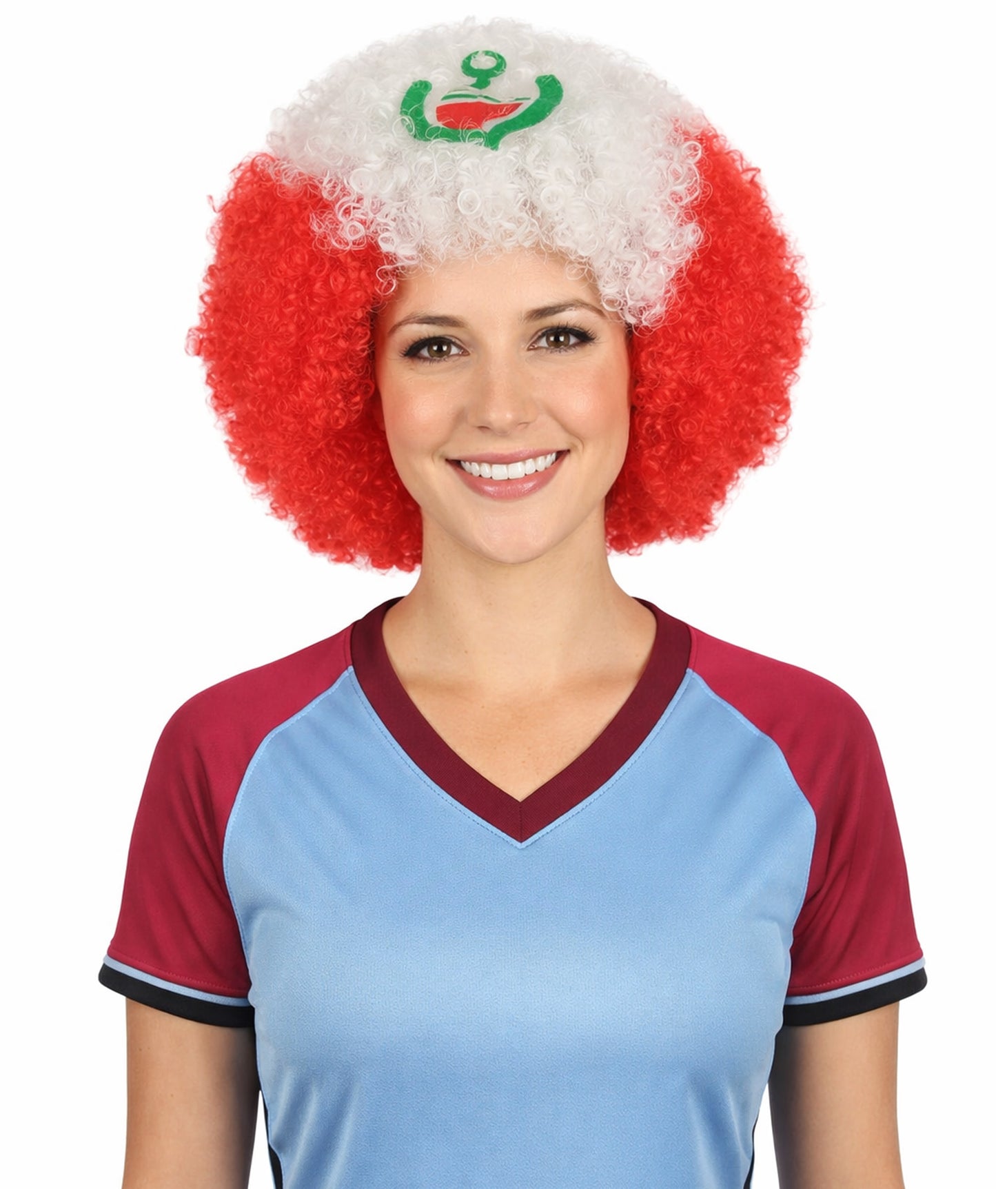 Peru Flag Sport Afro Wig | Jumbo White Red Wig