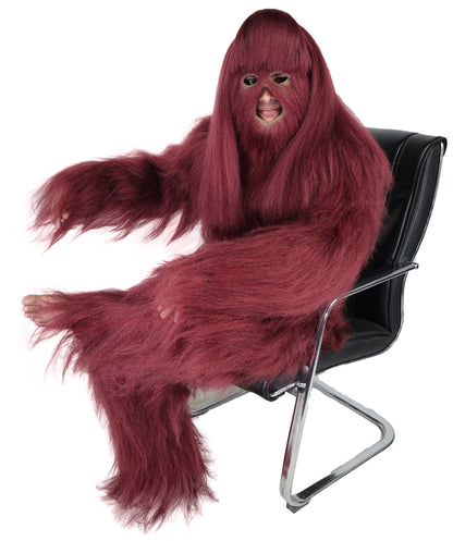 HPO Unisex Extreme Hairy Person Costume, Mask and Bundle - Full-Body Hair Suit Extra-Long Ash Brown Costume Wig for Halloween, Cosplay & Parties