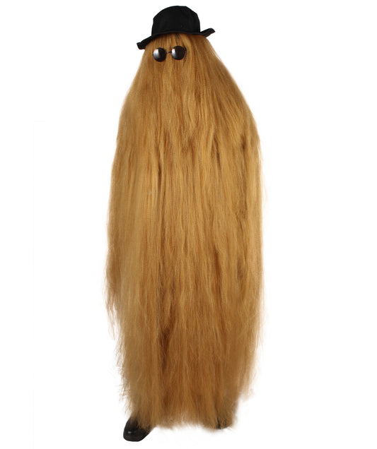 HPO It's Cousin Creature! - Premium | 2 Piece 66 In Extra-Long Iconic Hairy Costume and Wig Set | Includes Hat and glasses | Hairy Halloween Outfit