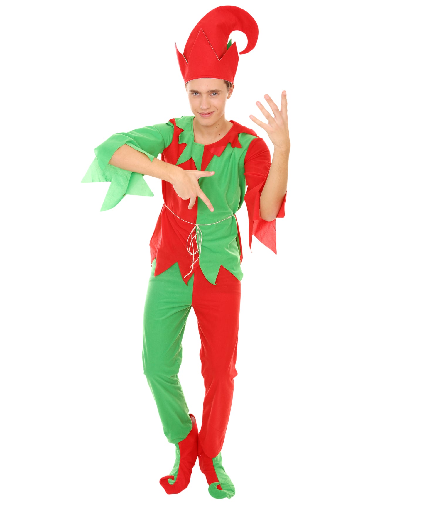 Men's Santa's Sidekick Christmas Costume | Red and Green Halloween and Xmas Costume