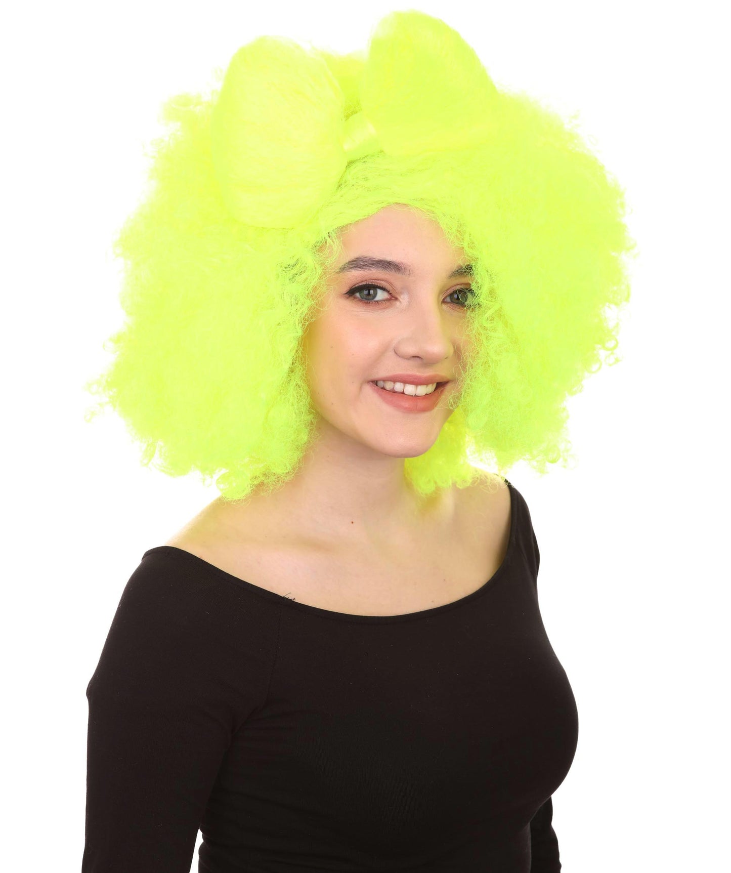 HPO Women's Jumbo Afro Small Bow Wigs Collections | Super Size Halloween Wigs | Premium Breathable Capless Cap