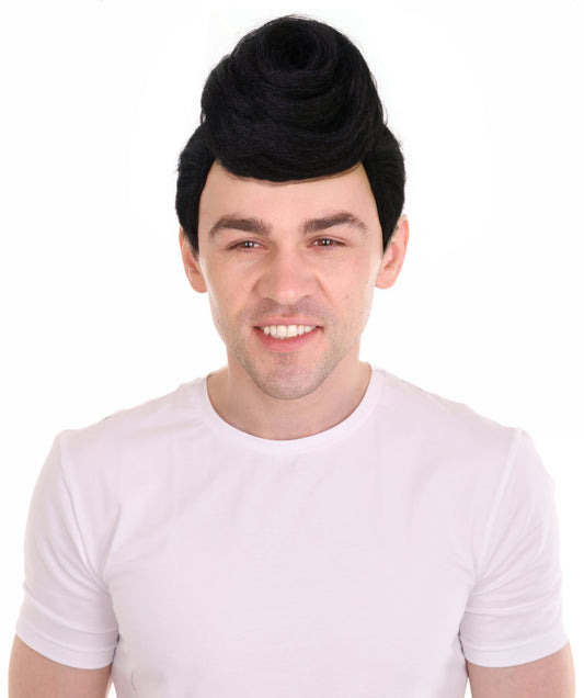 HPO Men's Anime Series Character Black Retro Pompadour Wig I Flame-retardant Synthetic Fiber