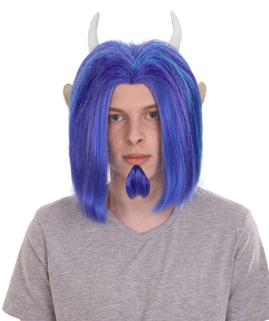 HPO Men's Animated Giant Movie Character Blue Wig|Perfect for Halloween|Flame-retardant Synthetic Fiber