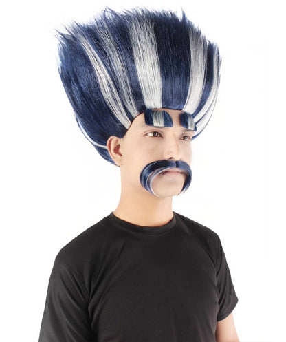 Troll King Wig | Striped Square Wig | Premium Halloween Wig | Multiple Color Collection