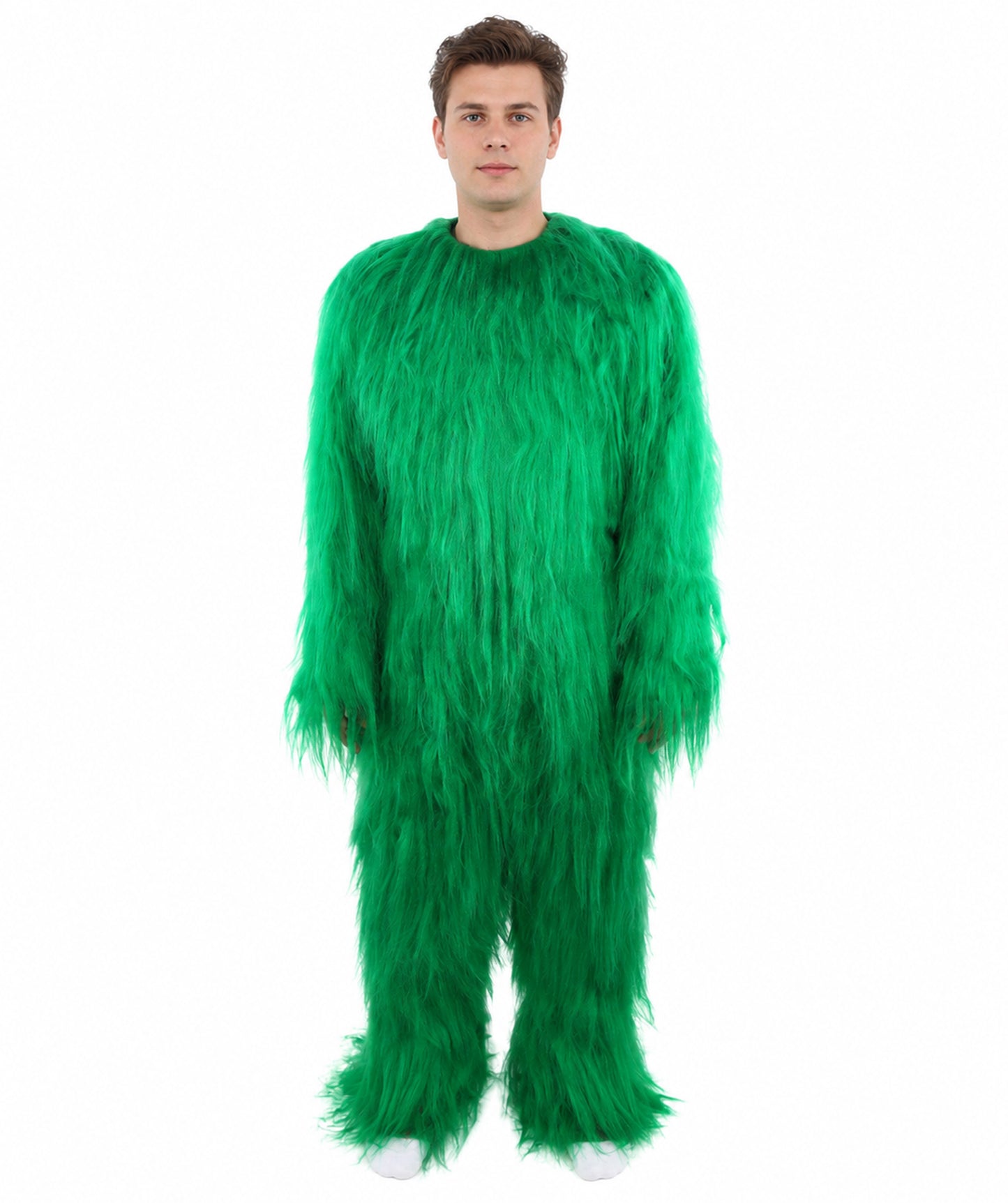 HPO Unisex Extreme Hairy Person Costume, Mask and Bundle - Full-Body Hair Suit Extra-Long Ash Brown Costume Wig for Halloween, Cosplay & Parties