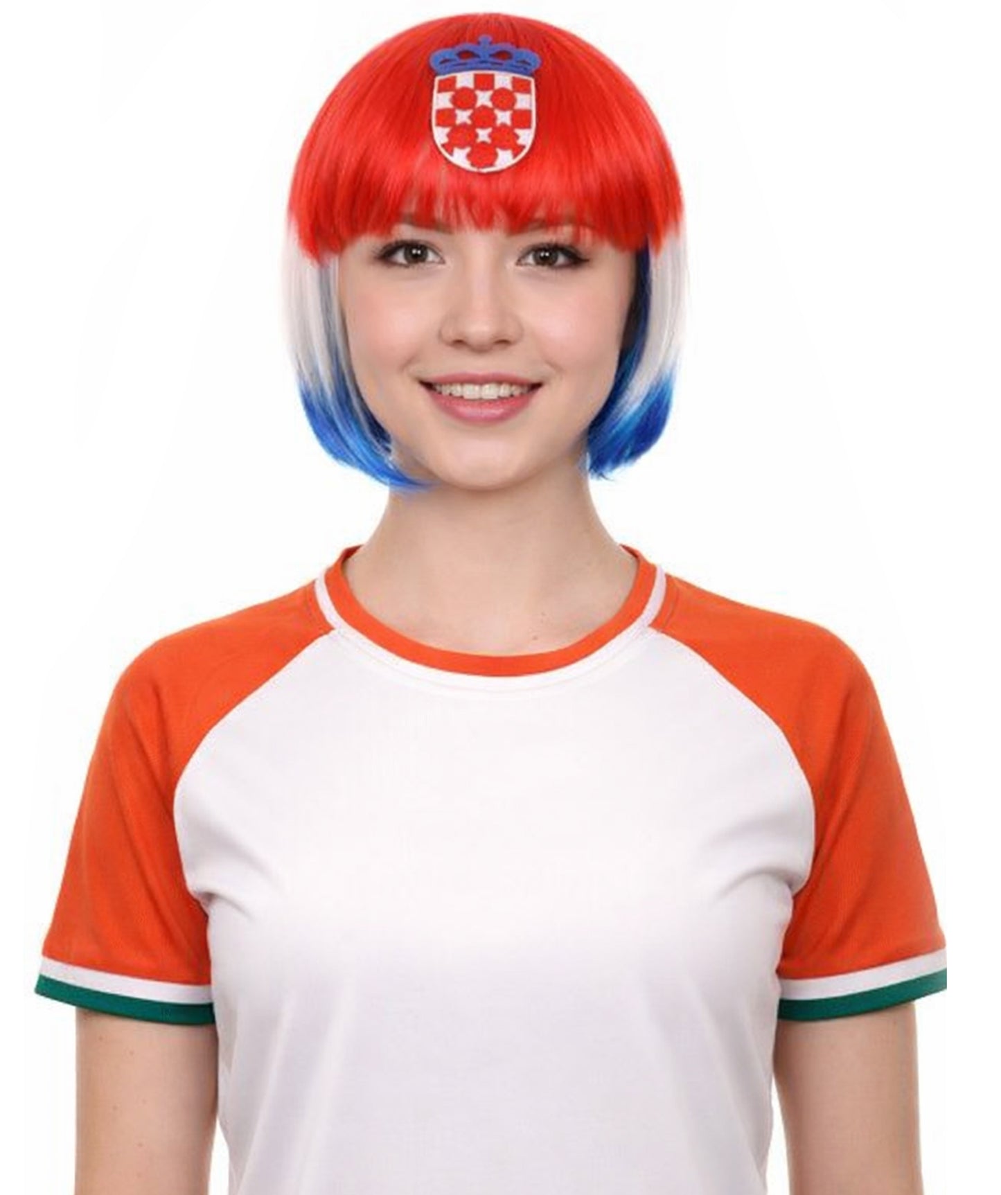 Women Patriotic Croatia Flag Wig | Premium Breathable Capless Cap