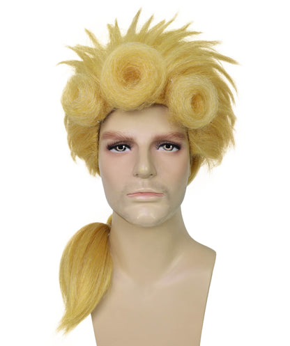 HPO Men's Anime-Inspired Golden Blonde Wig | Short Layered Costume Hairpiece | Breathable Capless Cap