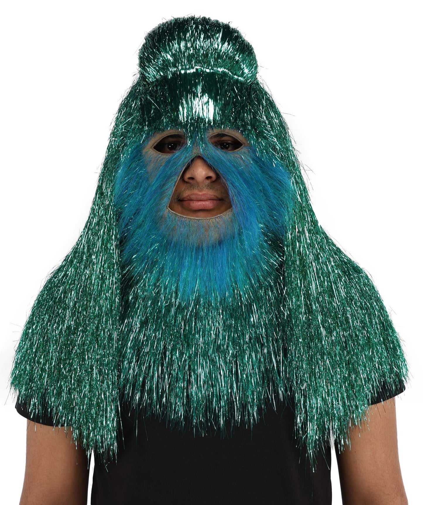 HPO UnisexTinsel Hairy Costume, Bundle & Mask Set | Full-Body Suit & Matching Mask | Long Hair Funny Costume for Halloween, Performers, Cosplay & Mascots | Multicolor Options