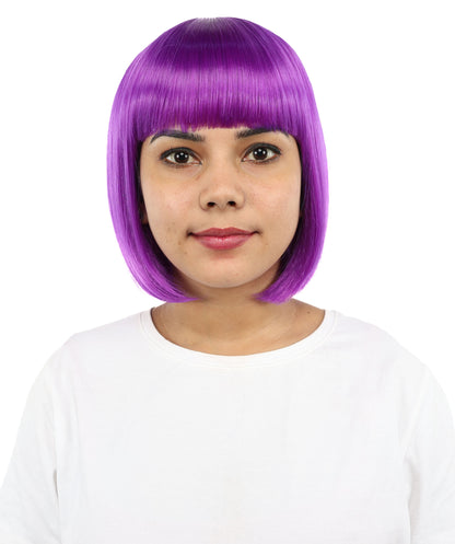 Adult Women’s Medium Bob Wig with Bangs – Layered Hairstyle with Soft Synthetic Fibers & Smooth Texture With Standard Cap | Stylish Hairpiece for Cosplay, Parties & Photo Shoots | Multicolor Options