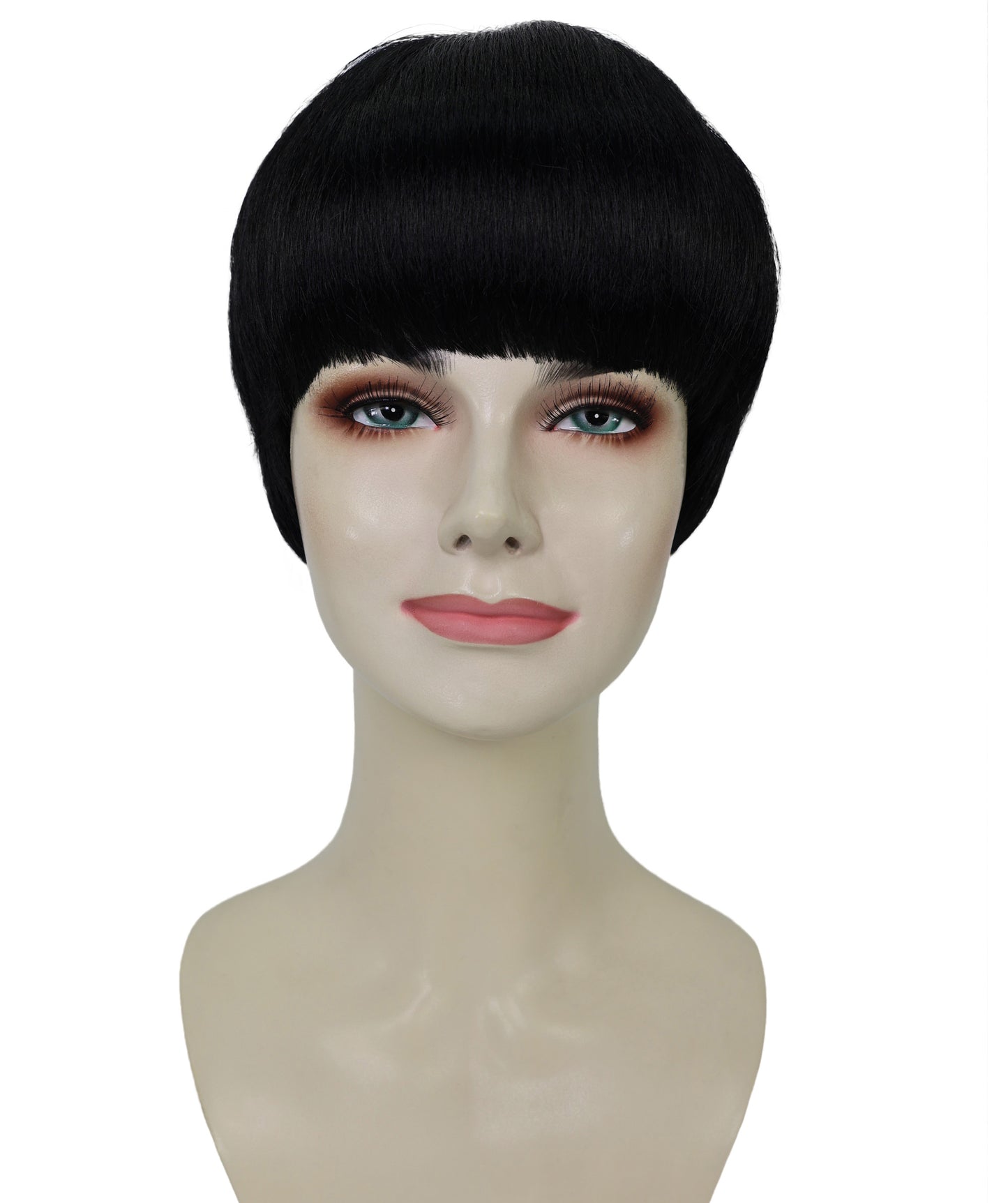 HPO Adult Women’s Sculpted Pixie Cut Wig with Defined Sideburns | Halloween Wig | Flame-Retardant Synthetic Fiber | Capless Adjustable Design for Breathable Fit