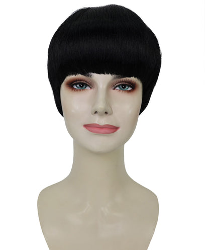 HPO Adult Women’s Sculpted Pixie Cut Wig with Defined Sideburns | Halloween Wig | Flame-Retardant Synthetic Fiber | Capless Adjustable Design for Breathable Fit