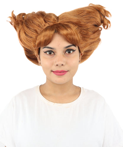 HPO Women's Theatrical Structured Fantasy wig | Warm Brown, created of flame-retardant synthetic fiber, extreme wide side volume, capless base | Theater, stage performance, drag events