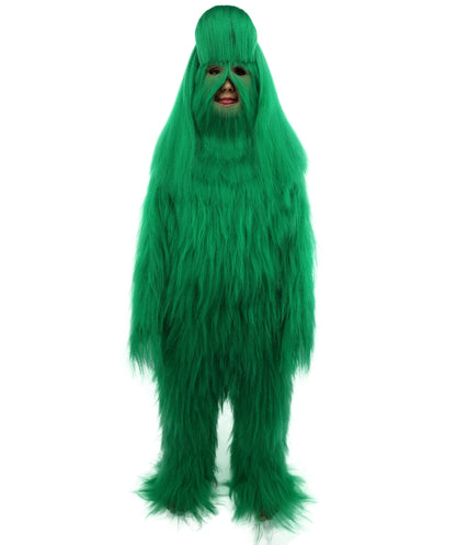 HPO Teen Extreme Hairy Person Costume Bundle & Mask Set - Full-Body Hair Suit Extra-Long Costume Wig for Halloween, Cosplay & Parties - Multiple Color Options