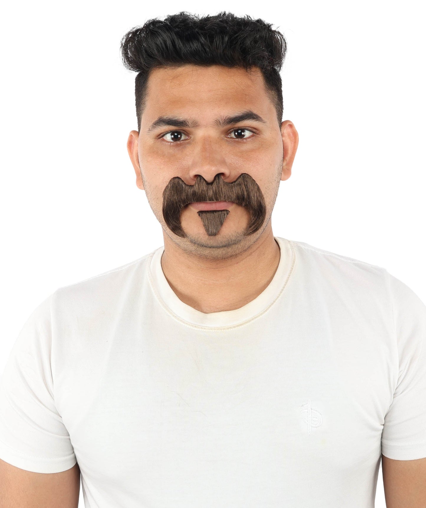 HPO Adult Men’s Bold Horseshoe Mustache with Chin Beard Set – Multiple Color Options - Flame-retardant Synthetic Fiber Fake Facial Hair | Ideal for Halloween Parties, Cowboy, Police Roleplay and Themed Events