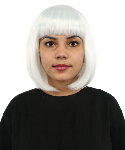 Adult Women’s Medium Bob Wig with Bangs – Layered Hairstyle with Soft Synthetic Fibers & Smooth Texture With Standard Cap | Stylish Hairpiece for Cosplay, Parties & Photo Shoots | Multicolor Options