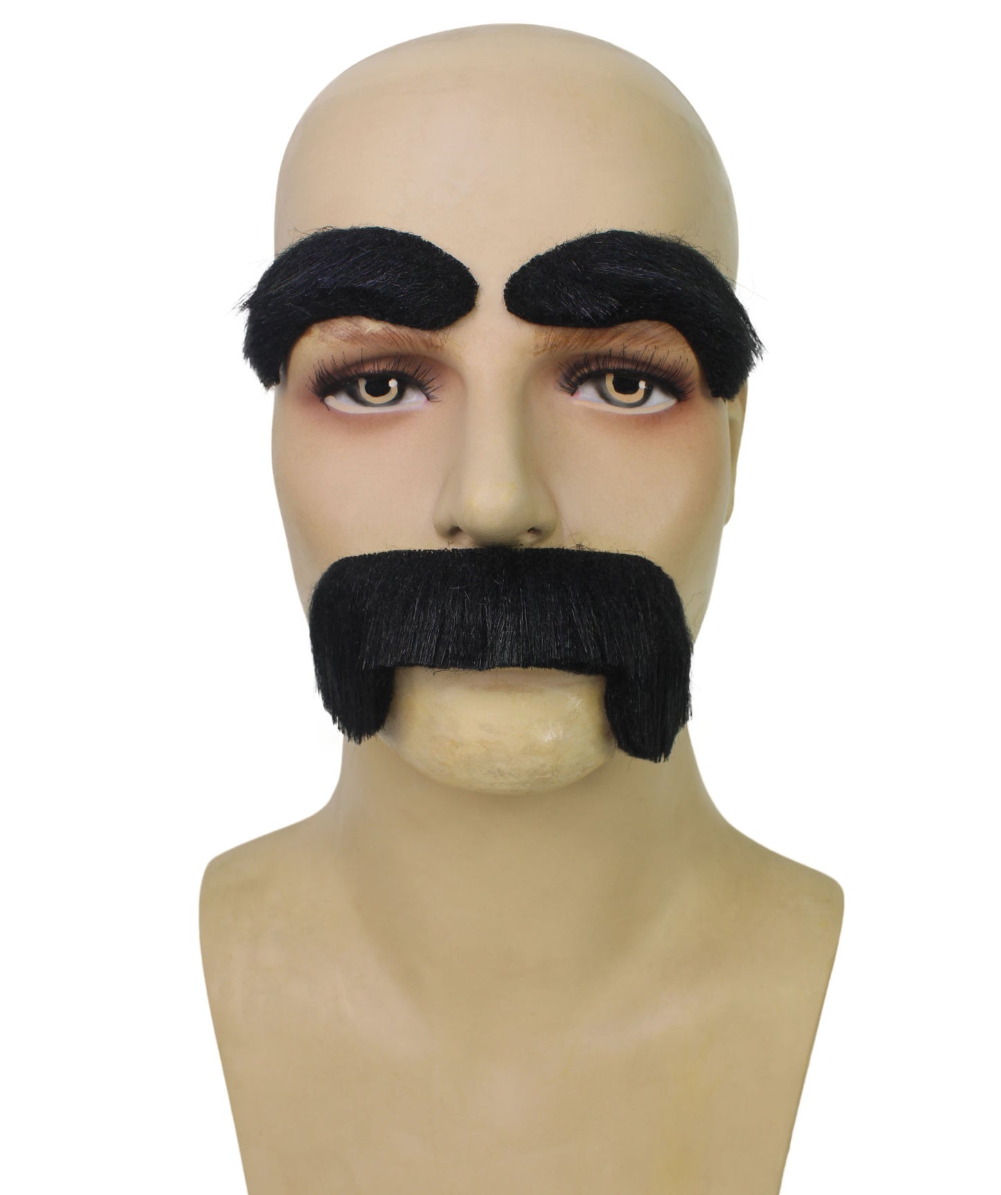HPO Adult Men's Bold Black Stick-On Mexican Mustache With Eyebrows | Hilarious Party Accessory Kit | Flame-retardant Synthetic Fiber