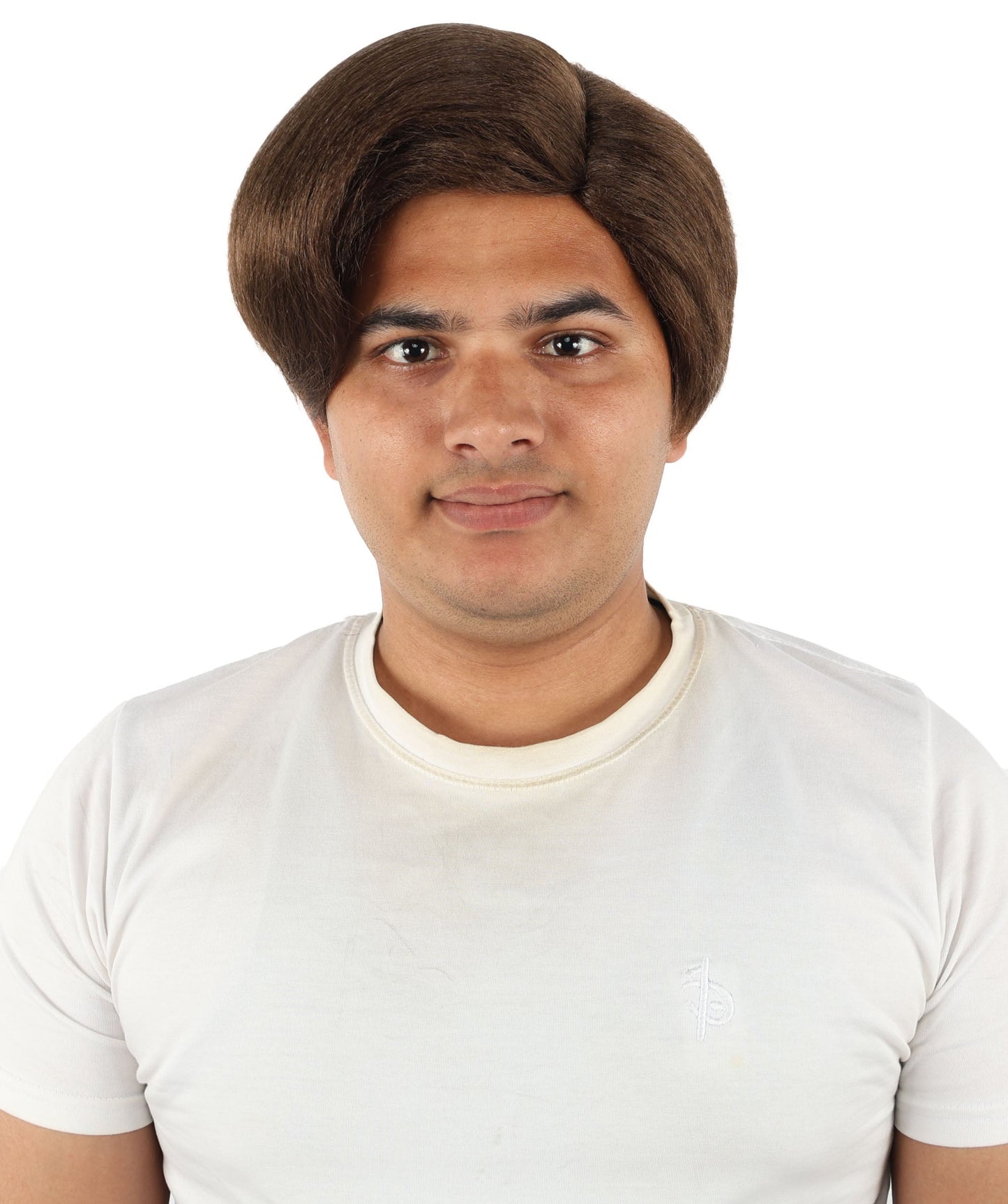 HPO Adult Men's Short Black Side Swept Wig | Thick Layered Bangs with Natural Texture,  Adjustable Cap | Halloween, Themed Party, Stage Performance & Roleplay