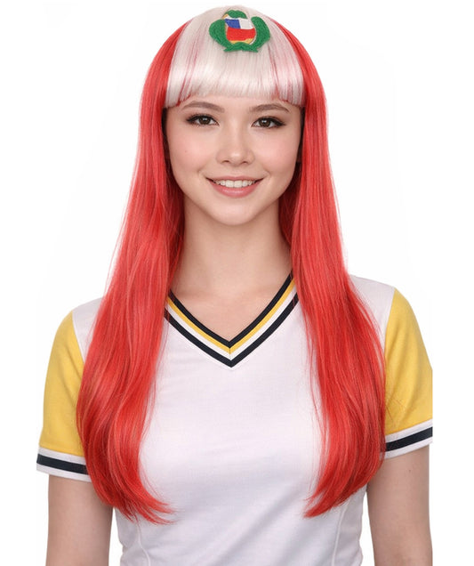 Peru Flag Sport Party Long Bob Wig | Long Straight | Premium Breathable Capless Cap