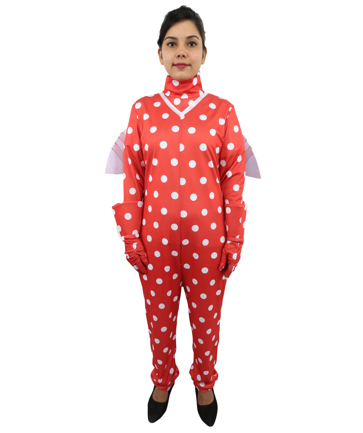 HPO Women's Red Polka Dot Costume | Flame-Retardant Synthetic Fiber | Ideal For Theater, Halloween And Cosplay