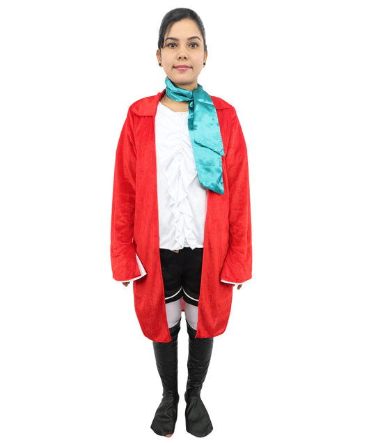 HPO Women's Nautical Pirate Captain Multicolor Costume | Jersey and Satin Construction with Neck Muffler and Shoe Covers | Ideal for Halloween, Theater, Drag, and Themed Performance Events